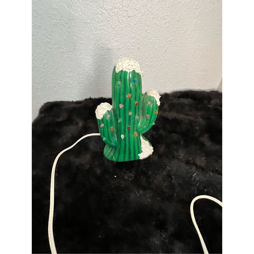 Hand Painted 8” Ceramic Light‎ Up Christmas Cactus Tree - Southwestern